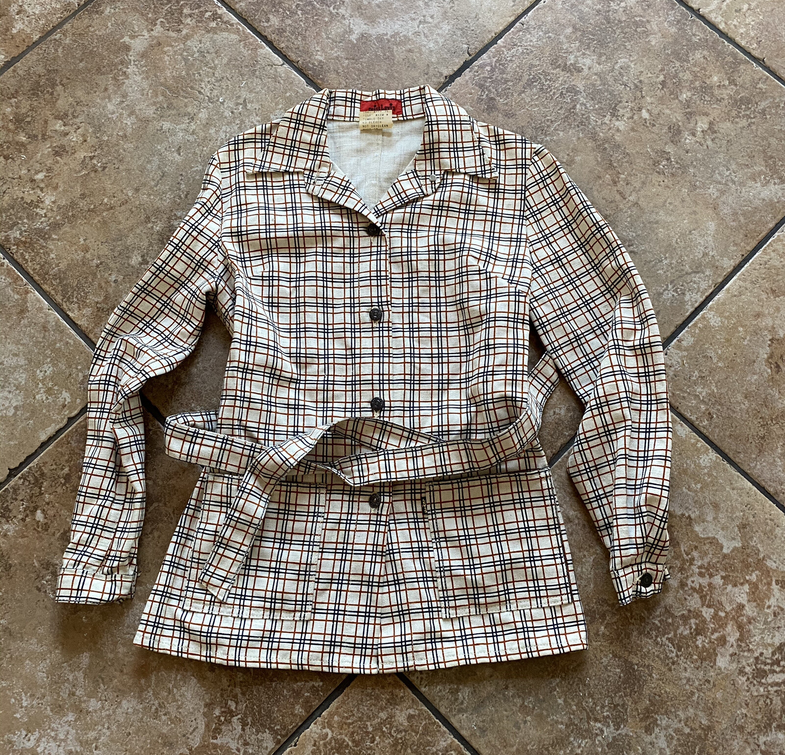 Vintage Miss Levis Big E Ladies Top Plaid Coat Jacket - Gem