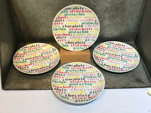 4 Vintage New Japan 6" Ice Cream Serving Round Dishes Pistachio Choc Cherry