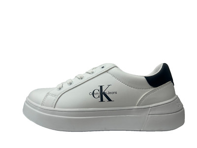 Calvin Klein Jeans CKJ Low Cut Sneaker Herren Trainer Weiß Leder Schnürung EU 37