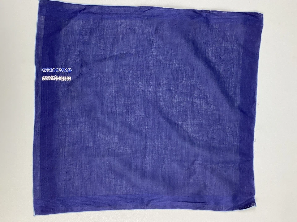 Pañuelo Vintage Mujer Hombre Azul Marino Bordado Clásico Años 70 60 Retro Hanky Foto 2 de 4