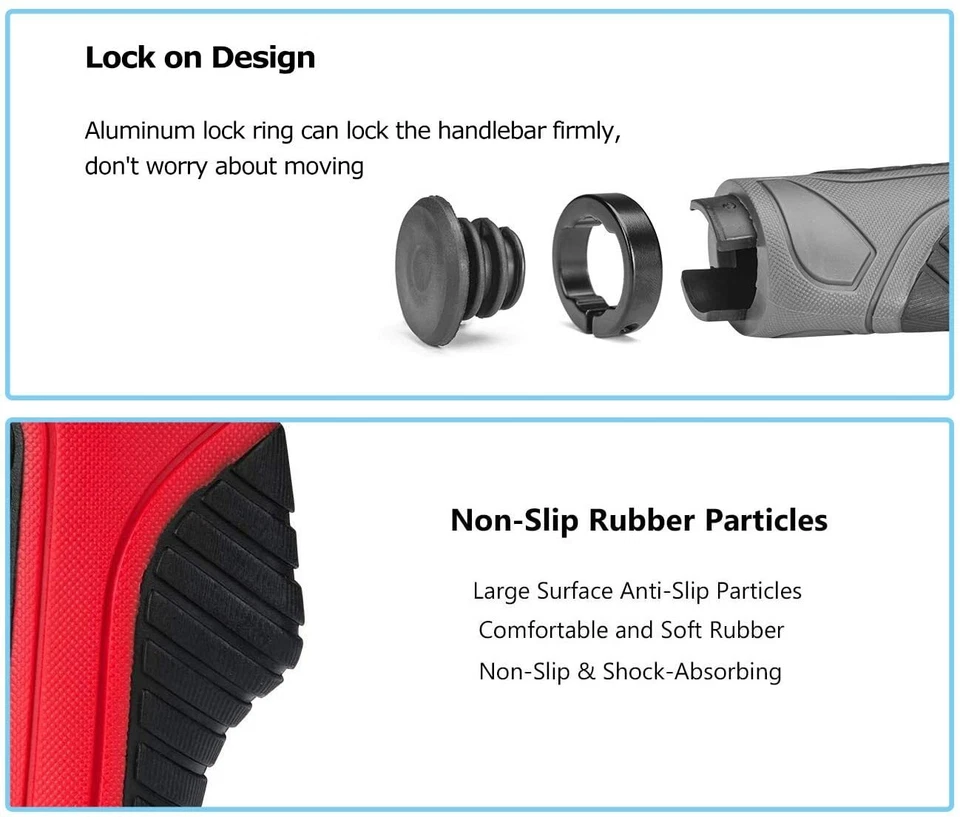 ROCKBROS Bike Handlebar Ergonomic Grips Cycling Double Locking Non-slip Grips - Image 4 of 4