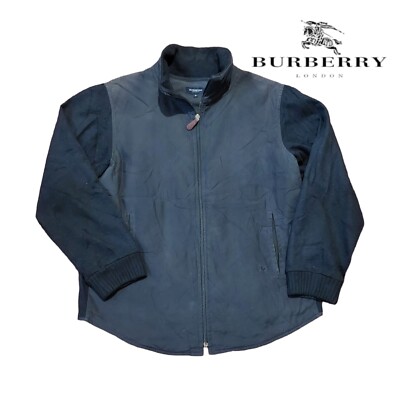 Vintage BURBERRY London Quilted Jacket Full Zip Bomber Blue