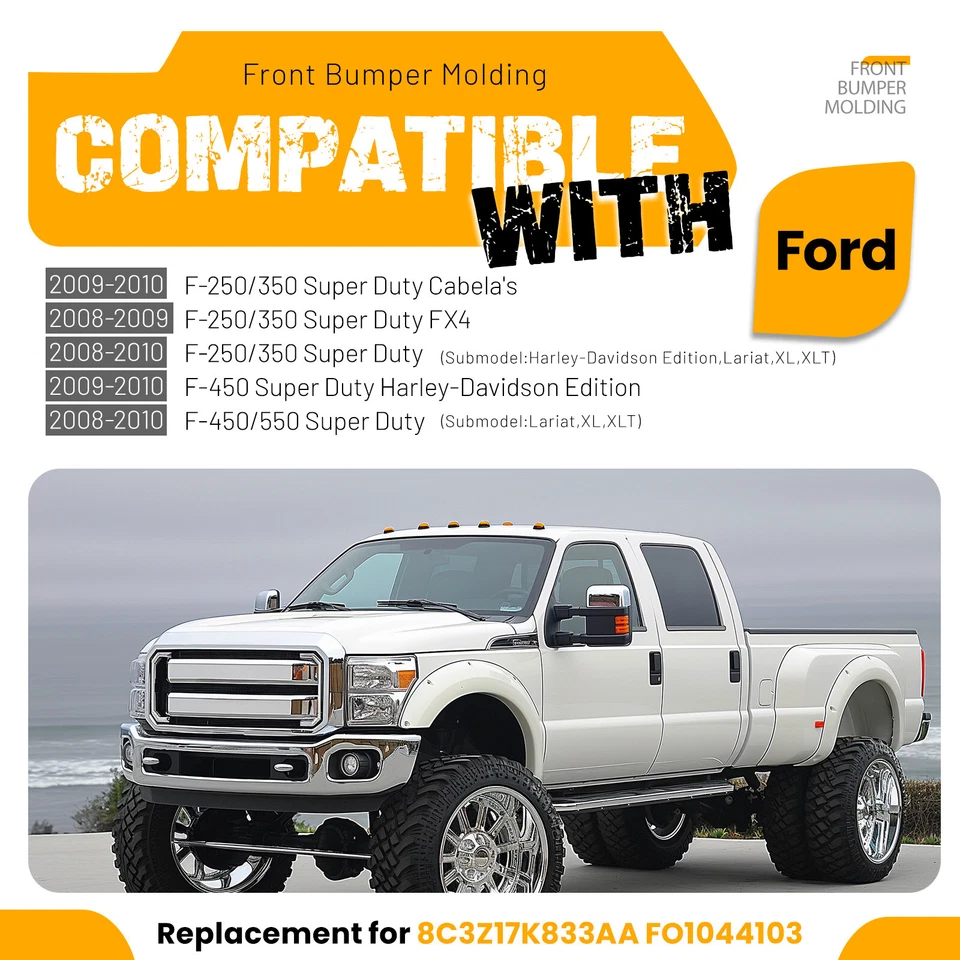 Front Bumper Trim For 2008-2010 Ford F-250  F-350 F-450 F-550 Super Duty - Image 2 of 4