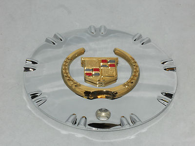 MC2 M6 CADILLAC 6-1/8'' CHROME WHEEL RIM CENTER CAP GOLD WREATH CREST MC2-AM06GWC