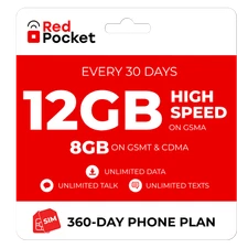 $18.33/Mo RedPocket Prepaid Plan: UnImtd Everything, GSMA 12GB(GSMT & CDMA 8GB)