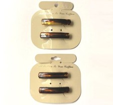 Vintage French Brown Short Small Metal Side Pin Hair Clip Girls Made in France