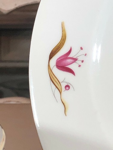 Vintage Eschenbach Pink Flowers/Brown Leaves Salad Plates, Set of 8, Bavaria - Picture 4 of 9