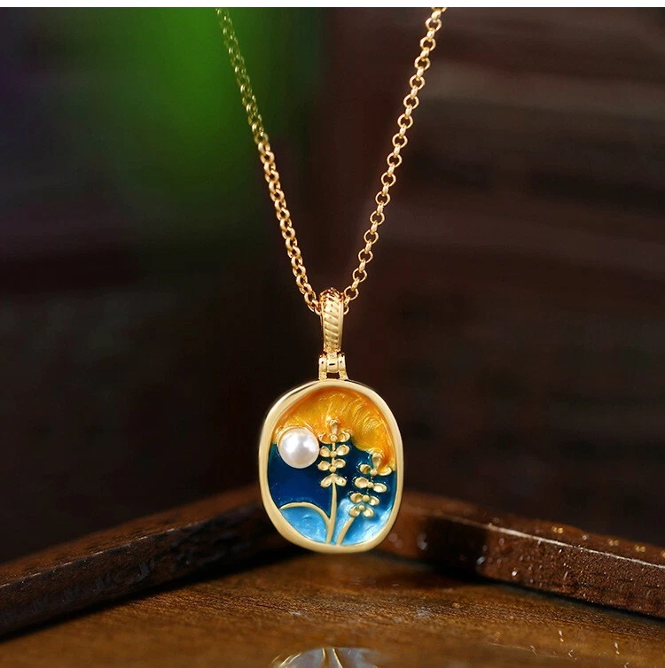 Collar Colgante Flor Retro Perla Dije Chapado en Oro 18K Monet Estilo Jardín Foto 4 de 4