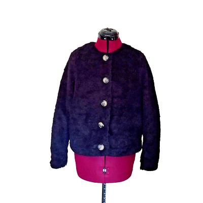 VERO MODA Cozy Amanda Short Teddy Jacket Black Women Pockets Size Small