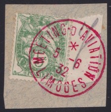 France 5c Type blanc N°111 Oliteration rouge 1932 MEETING AVIATION de LIMOGES