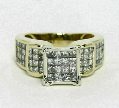 Verlobungsring 2 kt Princess Cut Lab Created Diamant 14 K Gelbgold vergoldet