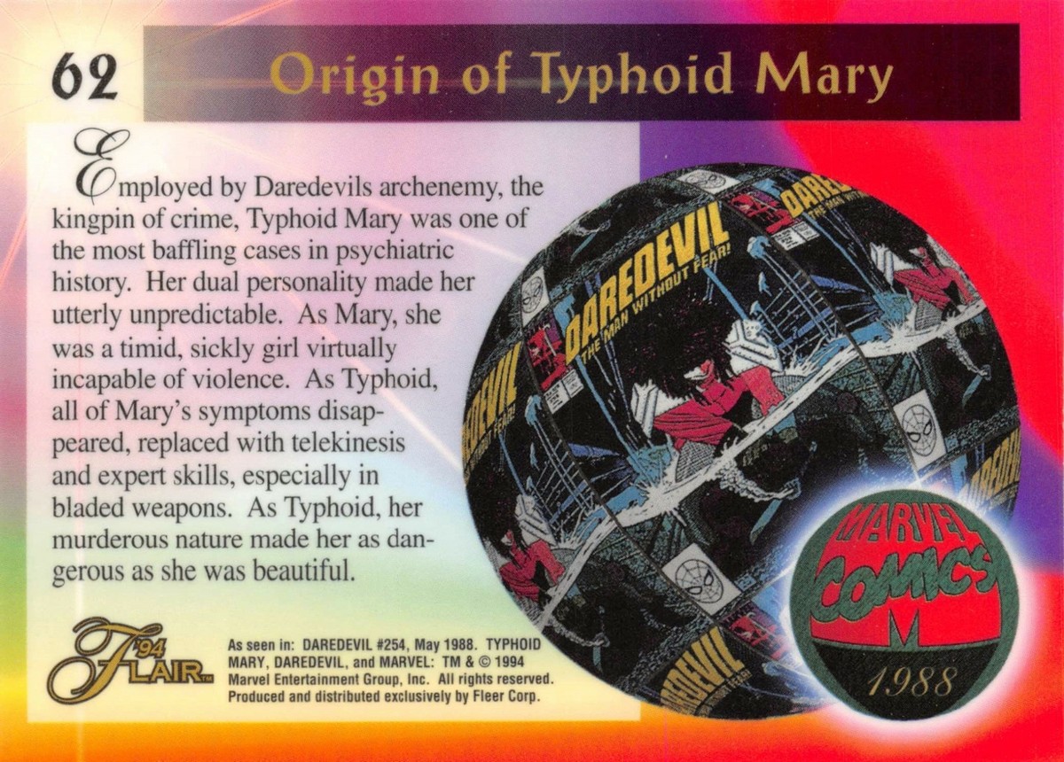 TYPHOID MARY / 1994 Fleer Flair Marvel Annual BASE Trading TYPHOID MARY / 1994 Fleer Flair Marvel Annual BASE Trading