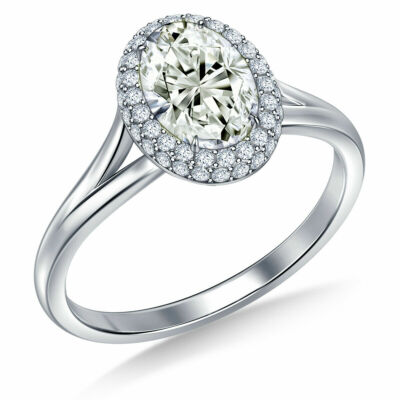 5+ kt fast weißer ovaler Moissanit Diamant 925 Sterlingsilber Verlobungsring