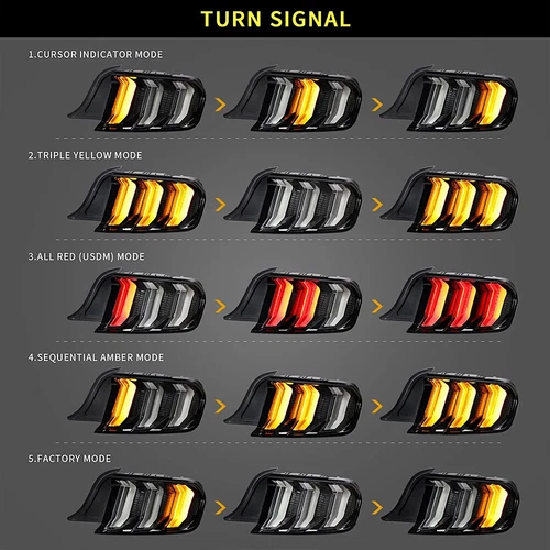 Luces traseras LED de humo para Ford Mustang 2015-2021 con señal de giro secuencial y 5 modos - Imagen 4 de 19