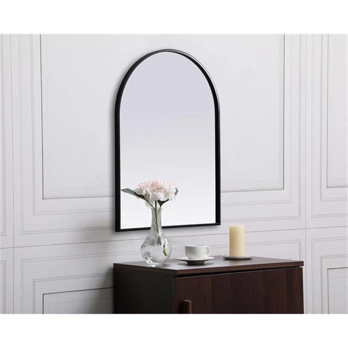 Elegant Decor Ayra 22x30" Arch Modern MDF Wood/Iron Mirror in Black - Picture 9 of 9