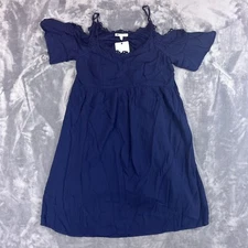 DR2 Dress Women's Size S Blue Cold Shoulder Floral Embroidered Cold Shoulder NWT