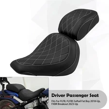 White Stitching Driver Passenger Seat For Harley Fat Boy 18-23 Breakout 23-2024