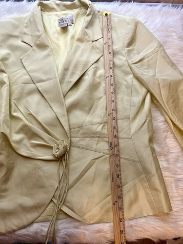 Adrianna Papell Blazer Seide gefüttert Old Money limettengelb Größe 14 - Bild 6 von 7