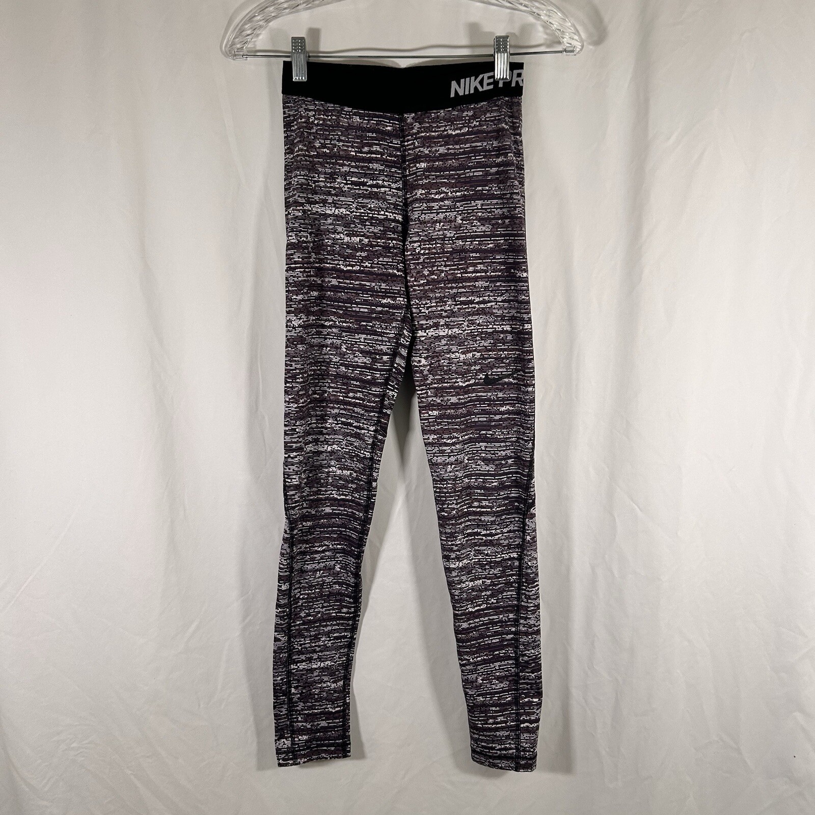 Nike Pro Leggings Women's Small Purple Pull On Compression Elastic Waist