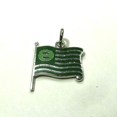 VINTAGE ÖKOLOGIE FLAGGE EMAILLE STERLINGSILBER 925 ANHÄNGER CHARM FÜR ARMBAND 