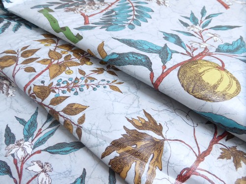 Vintage Cyrus Clark Eden Latin Botanical Cotton Chintz Fabric - Picture 9 of 10