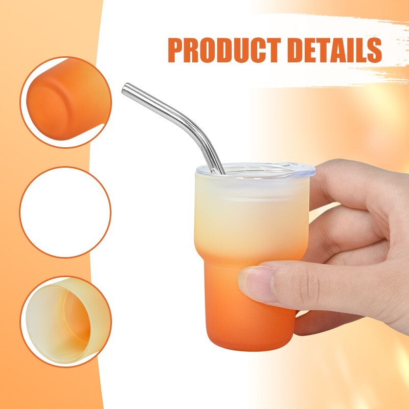 USA Warehouse 60pcs 3oz subliamtion gradient mixed color shot glass with straw
