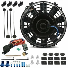 6-7" INCH ELECTRIC TRANSMISSION COOLER FAN 180F PUSH PROBE THERMOSTAT SWITCH KIT