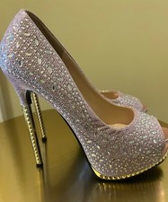 Pink Rhinestone Stiletto Heel Women's Shoes Size 37 Big Tree SH-04
