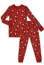 Skylar Luna Organic Kids Pajamas Set Red Silver Stars Holiday Size 2 Years