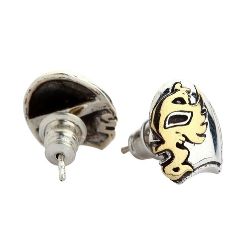 Sterling Silver Lucha Libre Mask Stud Earrings - Picture 7 of 8