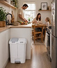 Step N Sort 40L White Dual Recycling Bin Kitchen Pedal Rubbish Waste Bin