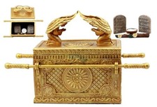 Ebros Matte Gold Ark Of Covenant Model W/ Contents Decor Figurine Jewelry Box