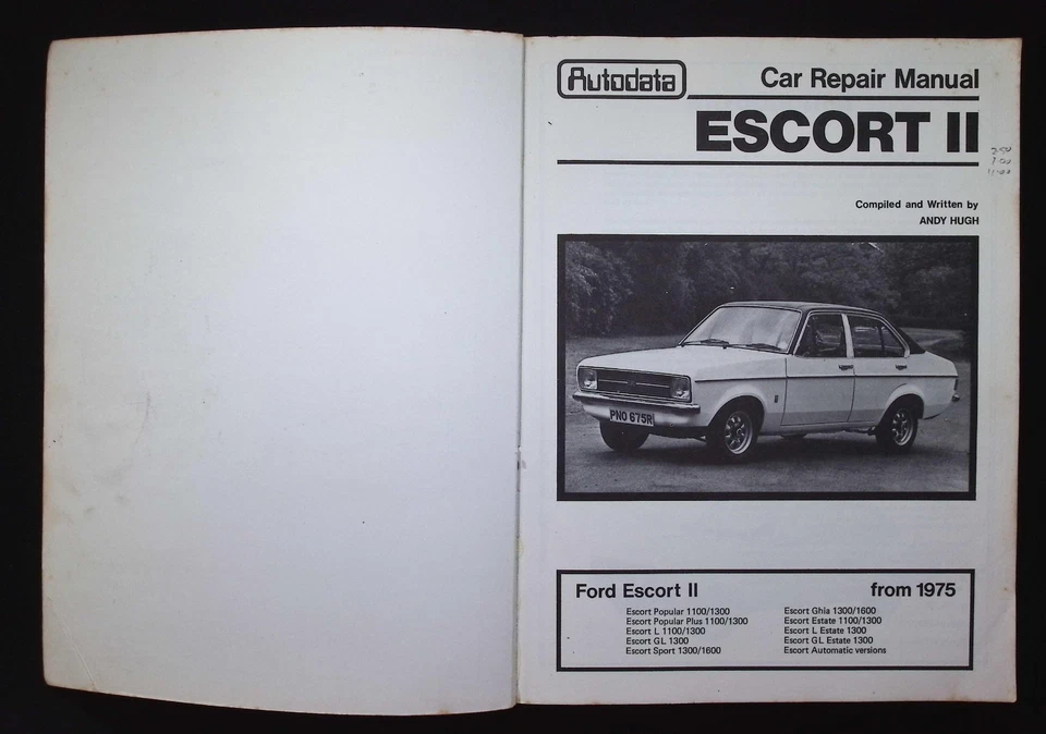 Autodata Car Repair Manual - Escort Mark II 1975-1980 by Andy Hugh PB - Image 3 of 4