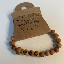 NEW - RYZE Mushroom Wood Bead Bracelet Stretch - Black Rosewood - Handmade