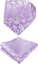 Mens 3.15inches Rose Pattern Necktie with Floral Handkerchief Set