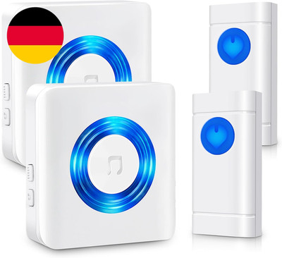 Satisure Funkklingel 2 Sender 2 Empfänger, Wasserdicht Türklingel Funk Set, 400M