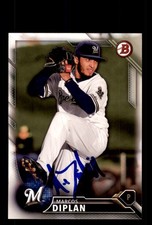 Signed Baseball Card Auto Marcos Diplan 2016 Bowman Draft #BD-169 Brewers