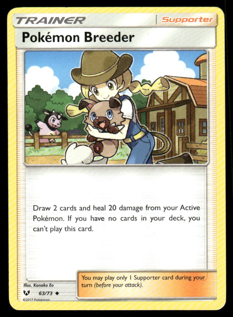 Pokemon Breeder 63/73 Uncommon Shining Legends Pokemon Moderately Played