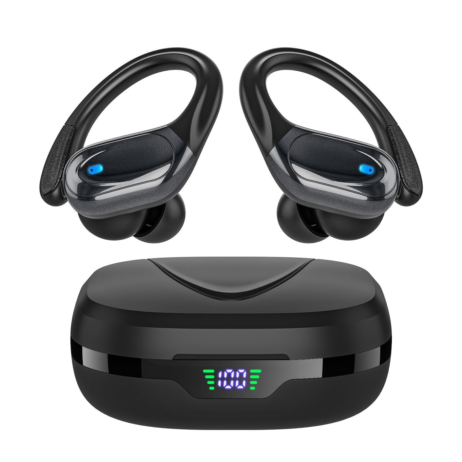 Bluetooth Headphones 80hrs Playback Ear Buds Power Display W...