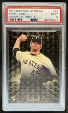 Marketplace image: 2013 Bowman Sterling Gerrit Cole Superfractors Rookie RC #1/1 Pirates PSA 9