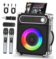 Karaoke Machine, Portable Bluetooth Speaker with 2 Wireless BLACK 2