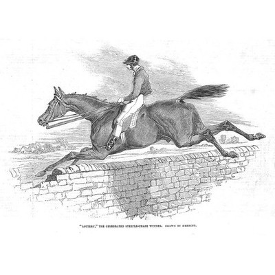 PFERDERENNEN Lotterie der gefeierte Steeple Chase Gewinner - Antikdruck 1844