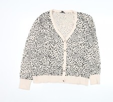 M&Co Women’s Beige Leopard Print Button Cardigan Size 16