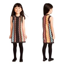 Missoni Target Toddler Girls Brown Blue Zig Zag Knit Tunic Sleeveless Dress 4T