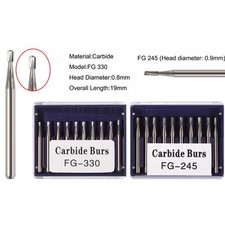 Dental Carbide Burs Tungsten Steel Bur FG # 330 FG #245 for High Speed Handpiece