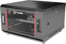 Sysracks 6HE Netzwerkschrank 19 Zoll Wandschrank 600 mm Glast&uuml;r Schwarz