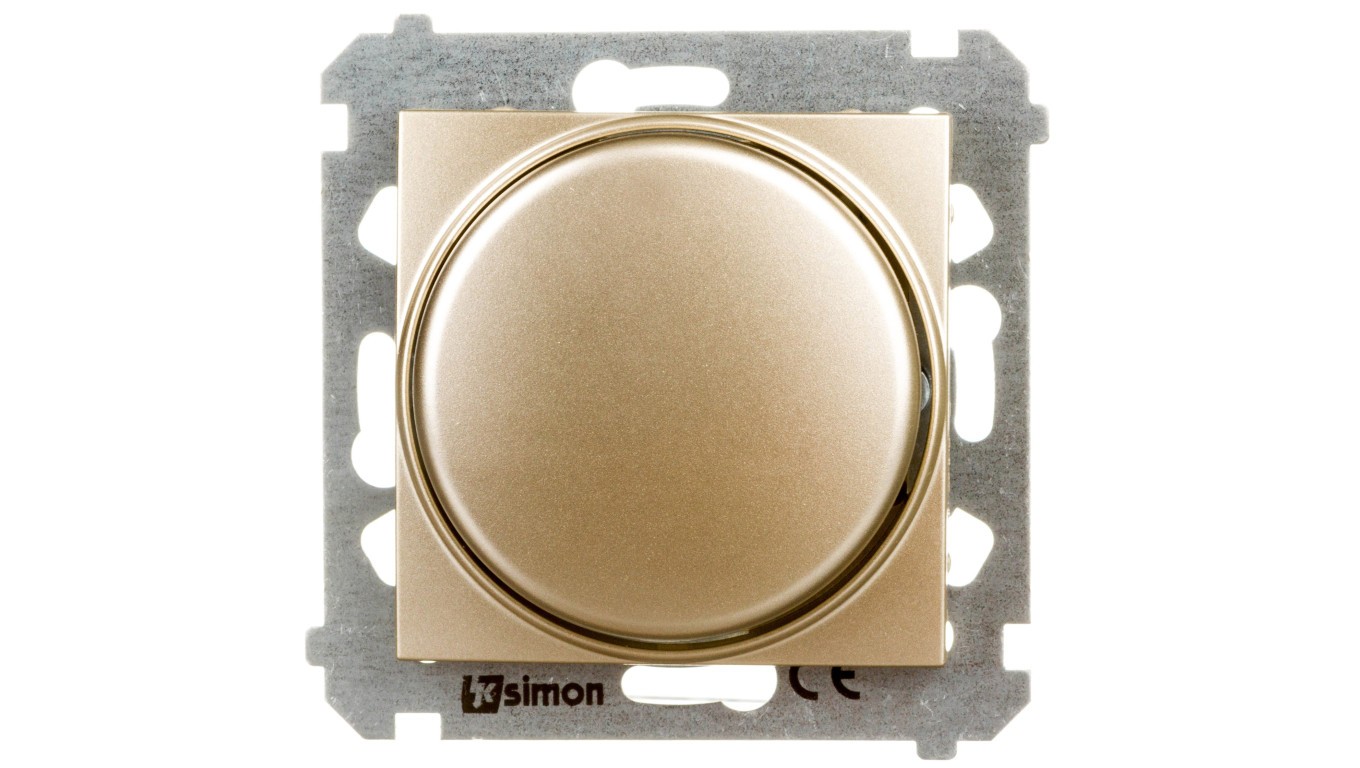 Simon 54 Push Button Rotary Dimmer 20-500W Gold DS9T.01/44