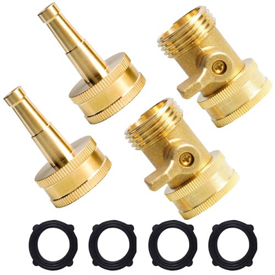#ad 2 Set Heavy Duty Brass Hose Nozzle Pressure Jet Nozzle with Hose Shutoff Valve $14.61