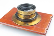 ALDIS Anastigmat No.7 lens f/7.7 in lens panel for Thornton Pickard? 3.5 x 2.5"