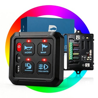 RGB 4 Gang Switch Panel Constant Momentary Strobe Flash Control System Box ATV